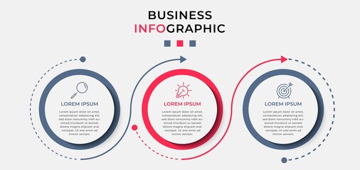 Vector Infographic design illustration business template with icons and 3 options or steps. Can be used for process diagram, presentations, workflow layout, banner, flow chart, info graph