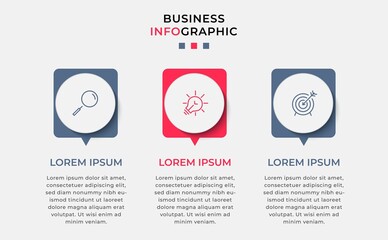 Vector Infographic design illustration business template with icons and 3 options or steps. Can be used for process diagram, presentations, workflow layout, banner, flow chart, info graph