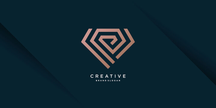 Diamond logo template with creative line concept Premium Vector part 8