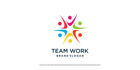 Team work logo icon with modern abstract concept Premium Vector part 1
