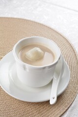 hot sesame peanut glutinous ball tang yuan with almond walnut peanut creamy sweet soup asian dessert halal menu