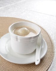 hot sesame peanut glutinous ball tang yuan with almond walnut peanut creamy sweet soup asian dessert halal menu