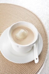 hot sesame peanut glutinous ball tang yuan with almond walnut peanut creamy sweet soup asian dessert halal menu