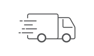 Fast shipping delivery truck icon isolated on white background. Design for website and mobile apps. Line icon. Vector illustration.