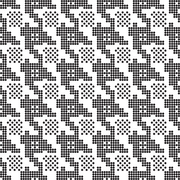 Black and white seamless pattern from small circles. Hounds tooth halftone print, Chicken feet, pied-de-poule pattern background. 