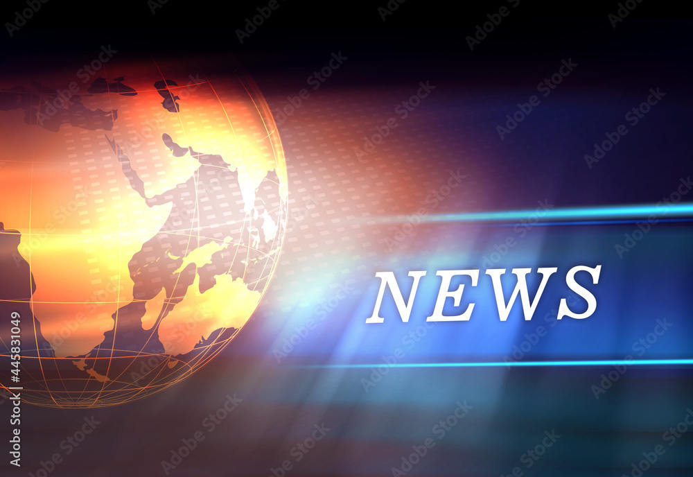 Poster 3d rendering of a graphical digital news background with an earth globe