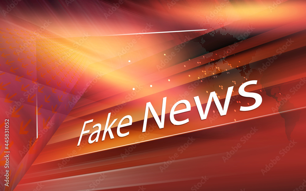 Poster 3d rendering of a graphical digital fakenews background with arrows and news text