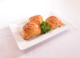 baked crispy golden pastry with meat pork char siew su asian pastry Hong Kong dim sum menu