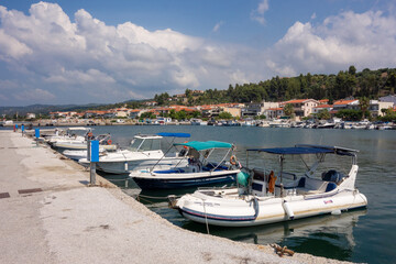 Fototapeta na wymiar Greece, Nea Skioni, View of the marina. and the village