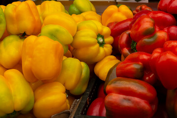 Beautiful parika üeppers at a market in Israel