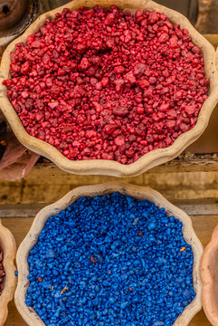 Colorful bowls of incense on sale in the traditional Jerusalem Shuk (Market) in the Old City