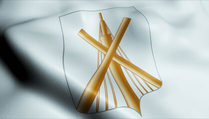 3D Waving Belarus City Flag of Babruysk Closeup View