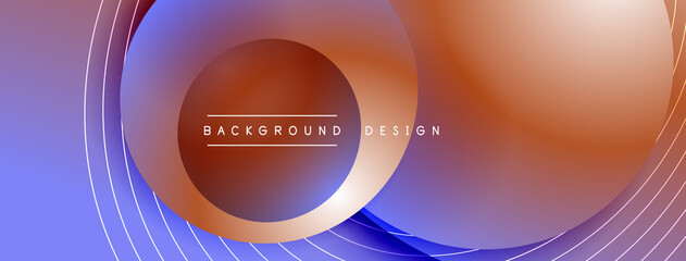 Gradient circles with shadows. Vector techno abstract background. Modern overlapping forms wallpaper background, design template