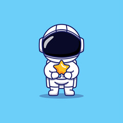 Cute astronaut carrying a star