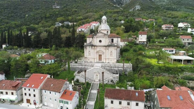 Montenegro Aerial video chutch at Kotor