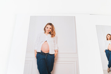 Fototapeta na wymiar top view. photobook from photo shoot pregnancy.