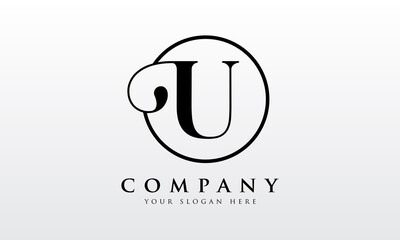 Obraz premium Initial U letter Black Color with White Background Logo Design vector Template. Creative Letter U Logo Design