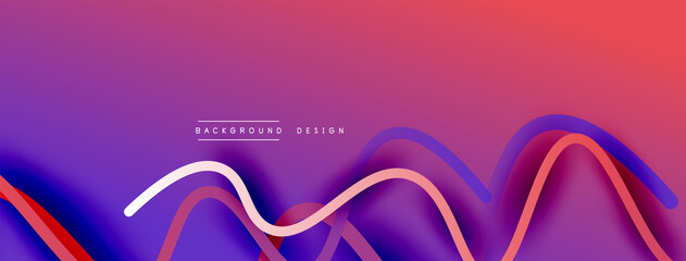 Abstract gradient background with wave line with shadow effect. Geometric composition. 3D shadow effects and fluid gradients