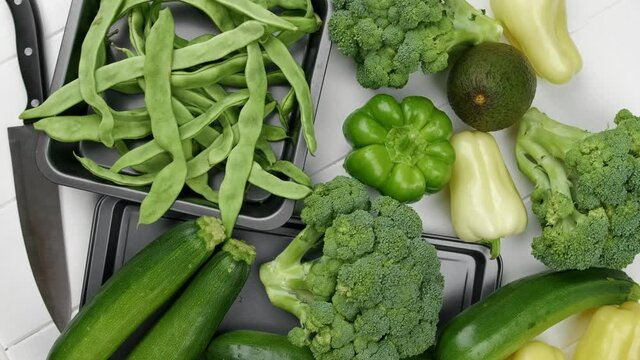 fresh green different vegetables. vegetables background