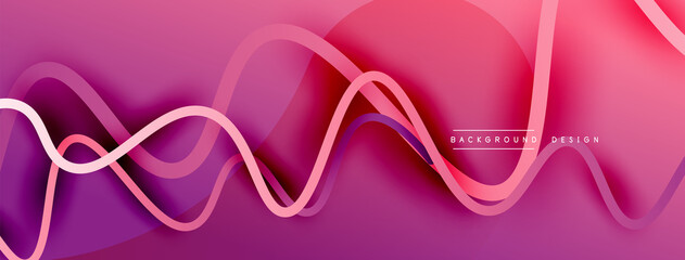 Abstract gradient background with wave line with shadow effect. Geometric composition. 3D shadow effects and fluid gradients