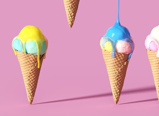 ice cream modern  art desert 3d rendering