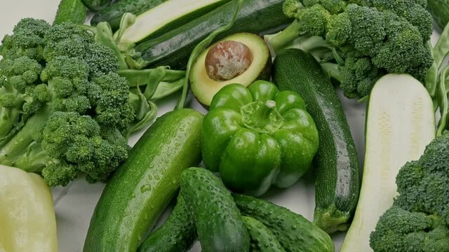 fresh green different vegetables. vegetables background