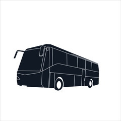 Bus vector. Silhouette a bus, vector illustration on white background.
