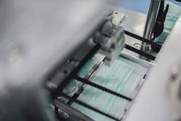Medical mask in manufacturing machine in production line