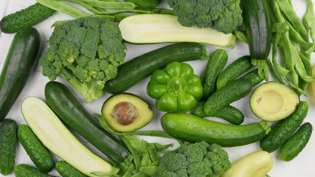 fresh green different vegetables. vegetables background