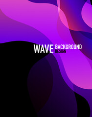 Vertical fluid gradient wave abstract background. Bright color waves in the dark. Vector Illustration For Wallpaper, Banner, Background, Landing Page