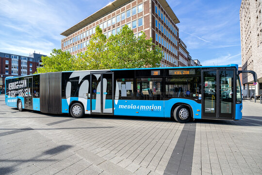 KIEL, GERMANY - JUNE 16, 2021: VKP Verkehrsbetriebe Kreis Pl&ouml;n Mercedes-Benz Citaro G articulated bus
