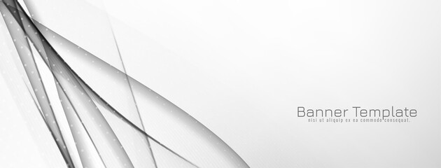 Decorative gray and white wave style banner design