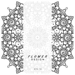 mehndi flower decorative ornament in ethnic oriental style. doodle ornament. outline hand draw.