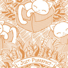 It It Fits, Cute Cat in a Box Seamless Surface Pattern Design