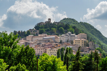Panoramic view of the old town of Cascia, Italy, famous for Santa Rita