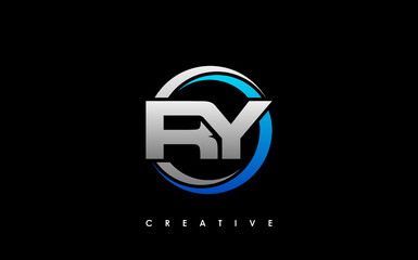 RY Letter Initial Logo Design Template Vector Illustration - obrazy, fototapety, plakaty