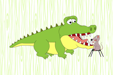 cute crocodile and mouse illustration