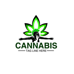 Spartan warrior cannabis herbal medical Illustration vector graphic logo design