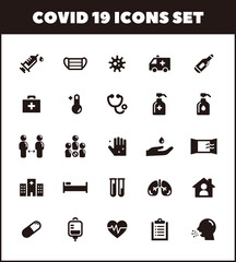 新型コロナウィルスアイコンセット　COVID 19アイコンセット