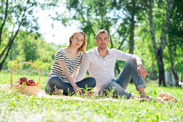 Couple on a picnic in the park