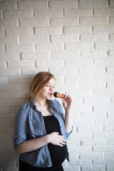 Pregnant young beautiful girl on the ninth month