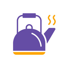 Camping metal kettle glyph icon. Hiking sign