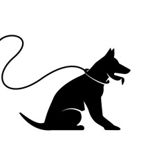 dog tied on leash vector