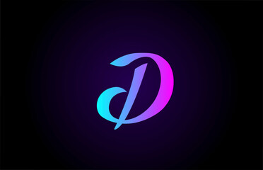 blue pink D alphabet letter logo for branding and business. Creative gradient design for lettering and corporate