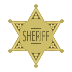 Yellow Sheriff Star Icon Isolated on White Background