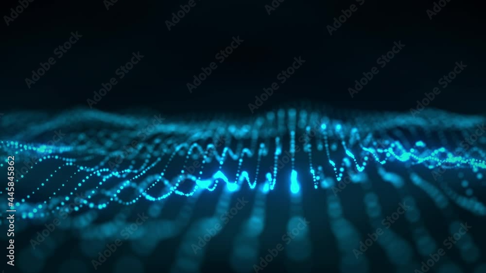 Poster abstract 3d rendering technology blue digital wave background concept. 4k seamless loop beautiful mo