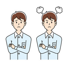 悩む＆怒る表情の男性