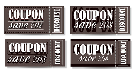 A set of discount coupons. Coupon save 20%