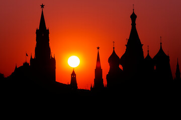 Moscow Kremlin at a scarlet sunset 07/12/2021