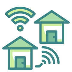 houses blue line icon